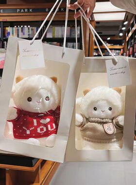 网红可爱波克小羊毛绒玩具公仔穿衣白色小羊玩偶布娃娃女儿童礼物