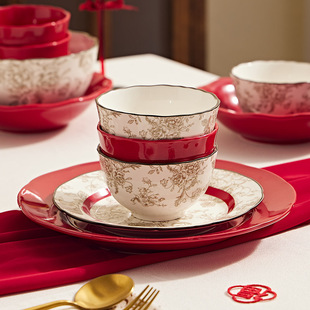 陪嫁结婚家用结婚礼物乔迁之喜入宅碗家用盘子陶瓷碗碟饭碗菜盘