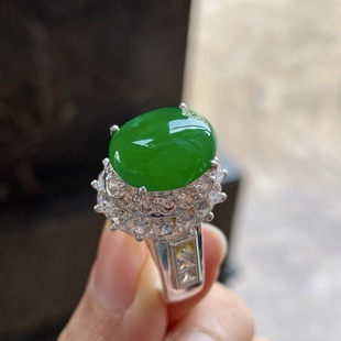 翡翠阳绿辣绿色戒面