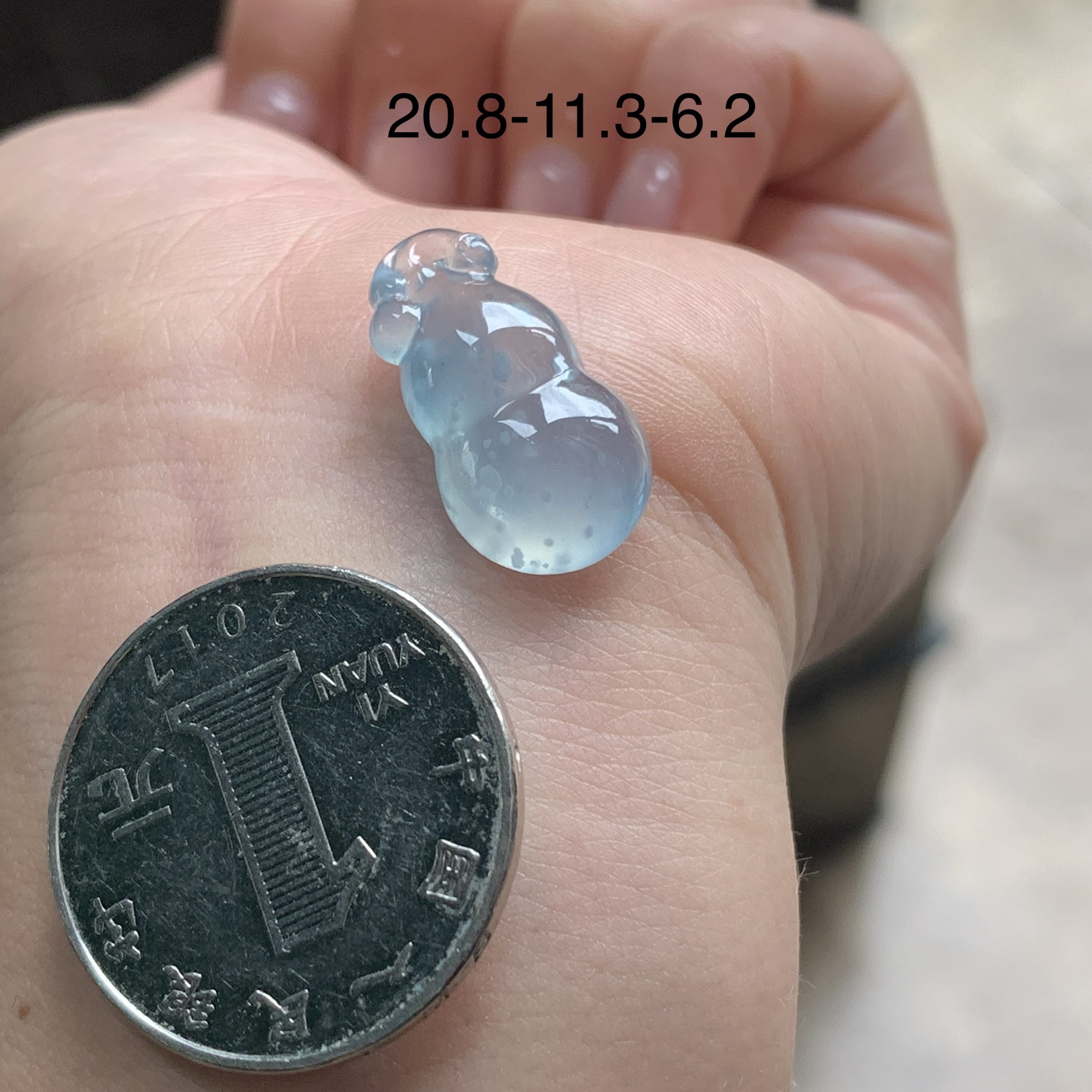 冰种翡翠紫罗兰福瓜 天然翡翠 木那种雪花棉 冰透水润