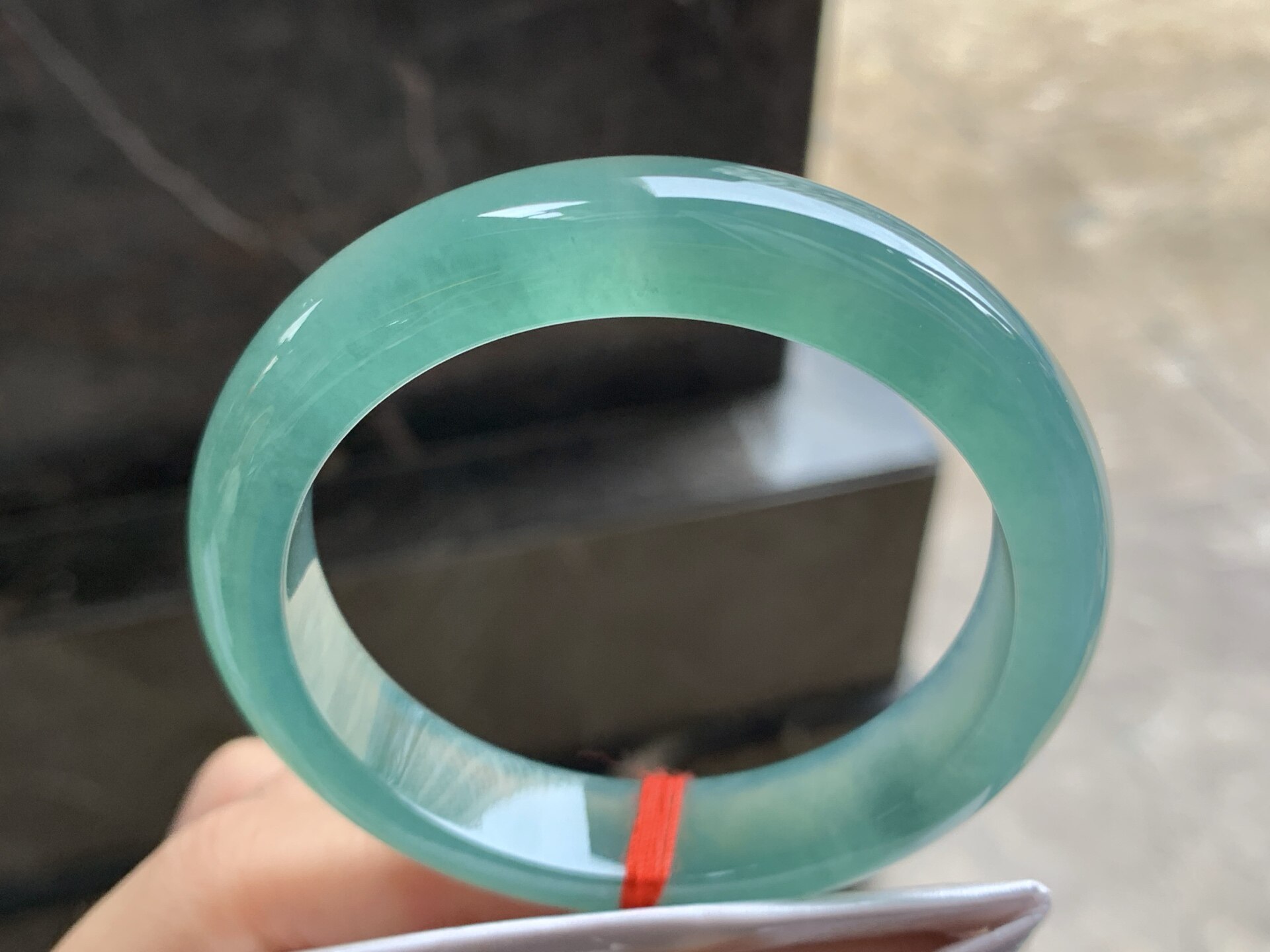 冰蓝手镯 颜色鲜艳 浓郁起光 圈口55