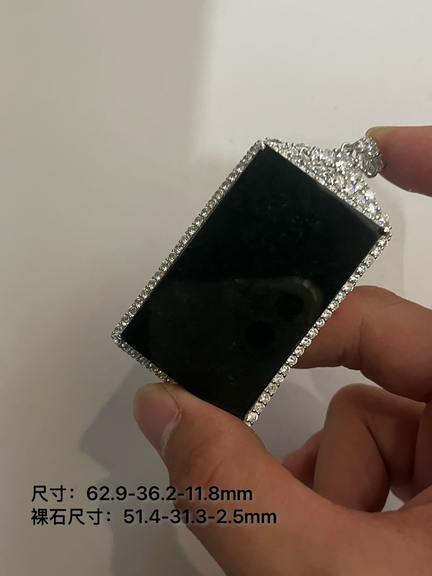 精品翡翠墨翠无事牌吊坠 银镶嵌