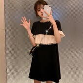 法国小众连衣裙女夏季 2020新款 韩版 很仙 学生中长款 拼接雪纺裙子