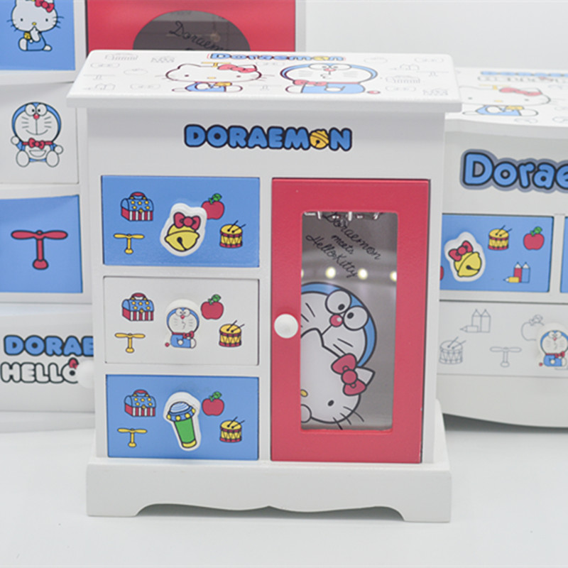 包邮全新hellokitty哆啦A梦饰品收纳首饰盒木质女生生日礼物