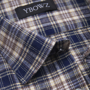 纯棉格子磨毛衬衣中老年男衬衫 春秋款 全棉衬衫 长袖 宽松抗起球 男士