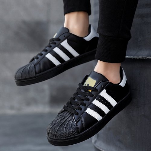 莆田贝壳头男女款黑色经典加绒春夏季学生百搭小白色透气休闲板鞋