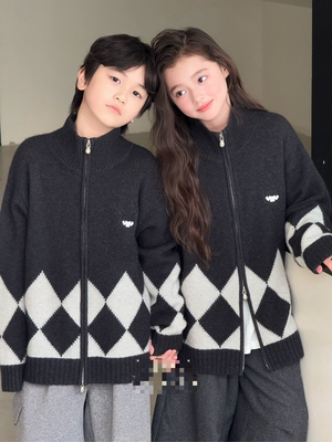 韩国品牌童装女童毛衣2025新款洋气儿童秋冬装羊毛拉链衫男童外套