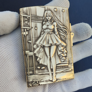 浮雕美女佐罗Z593S黄铜煤油打火机超大超重大盔甲机立体单面雕刻