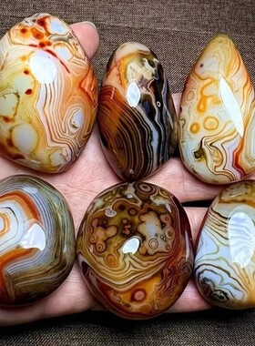 天然缠丝玛瑙手把件鱼缸装饰品