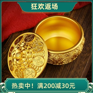 大小號金蟾銅聚寶盆擺件帶蓋子招財進(jìn)寶客廳店鋪裝 飾開業(yè)喬遷禮品