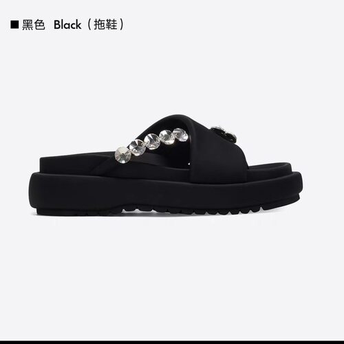 白鹿同款GGCC夏季带钻厚底凉拖