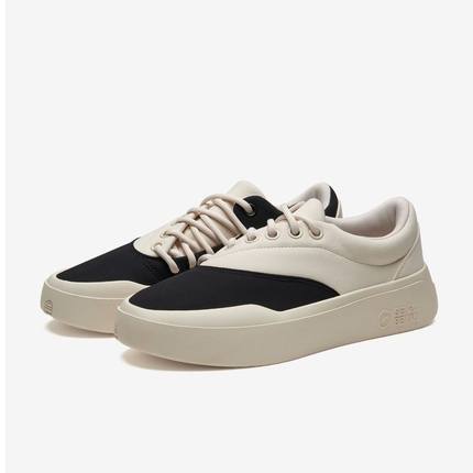 SENZUBEAN仙豆板鞋男女同款SZB休闲鞋黑白太极系带耐磨平跟低帮鞋