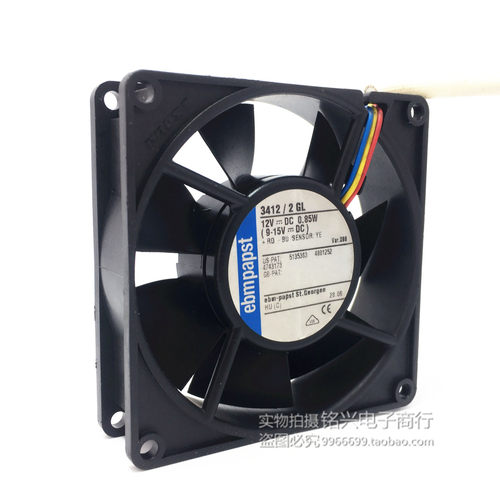 德国 EBMPAPST 3412/2 GL 12V 0.85W 9CM 9025 3线 风扇