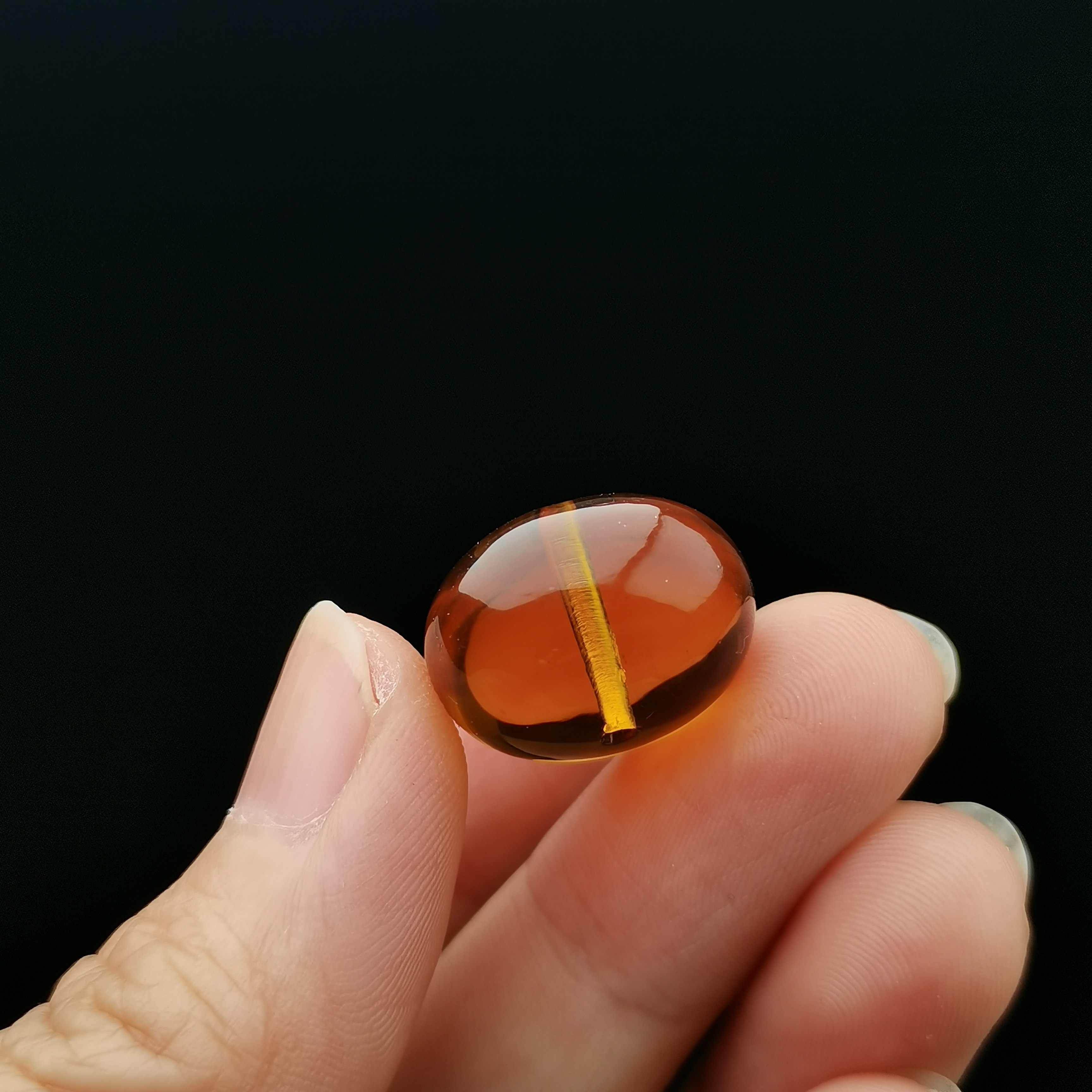 天然抚顺琥珀净水豆油黄血珀金珀单珠17.5mm文玩手串散珠配珠腰顶