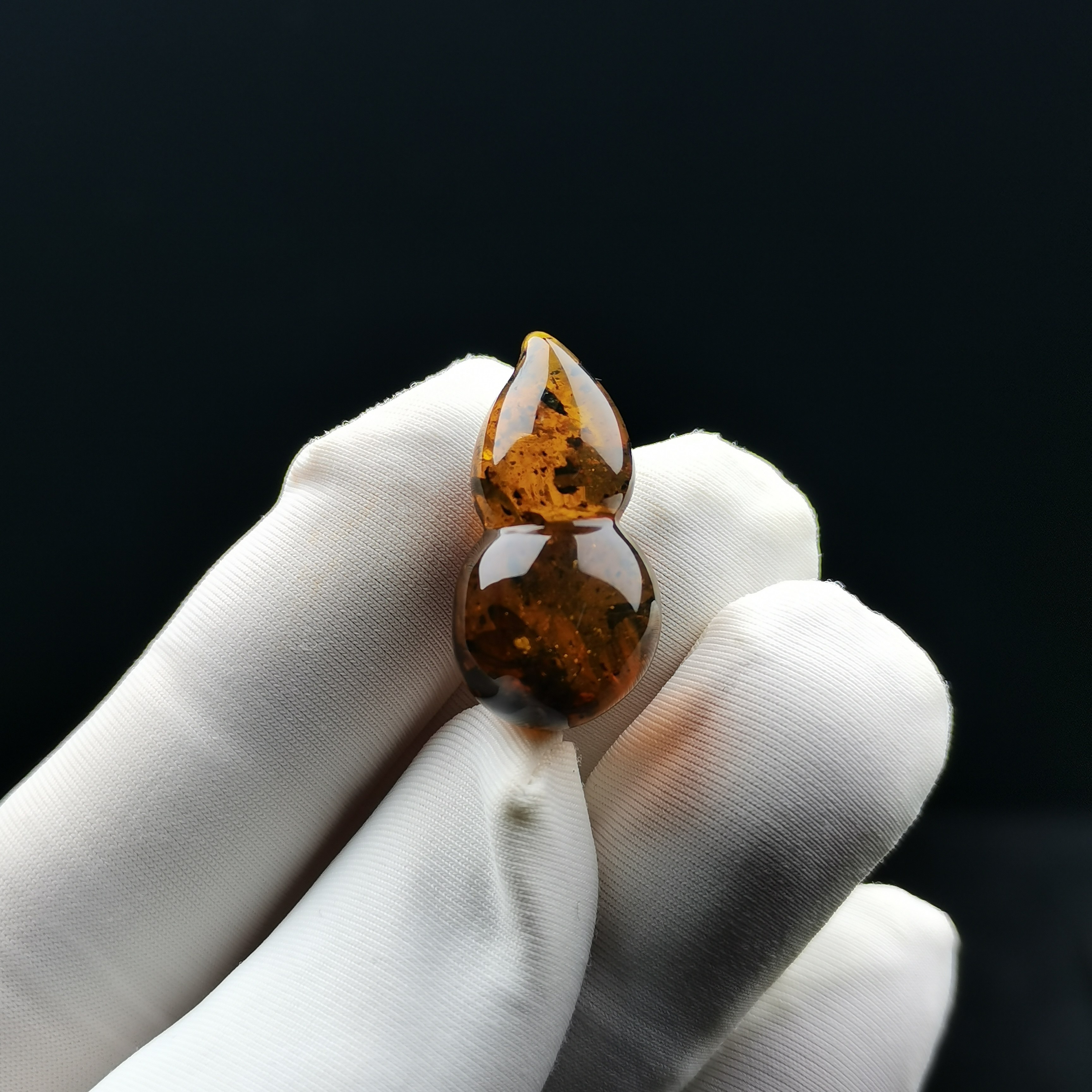 天然原矿抚顺琥珀虫珀植物豆油黄葫芦吊坠文玩配饰手串猴头库克