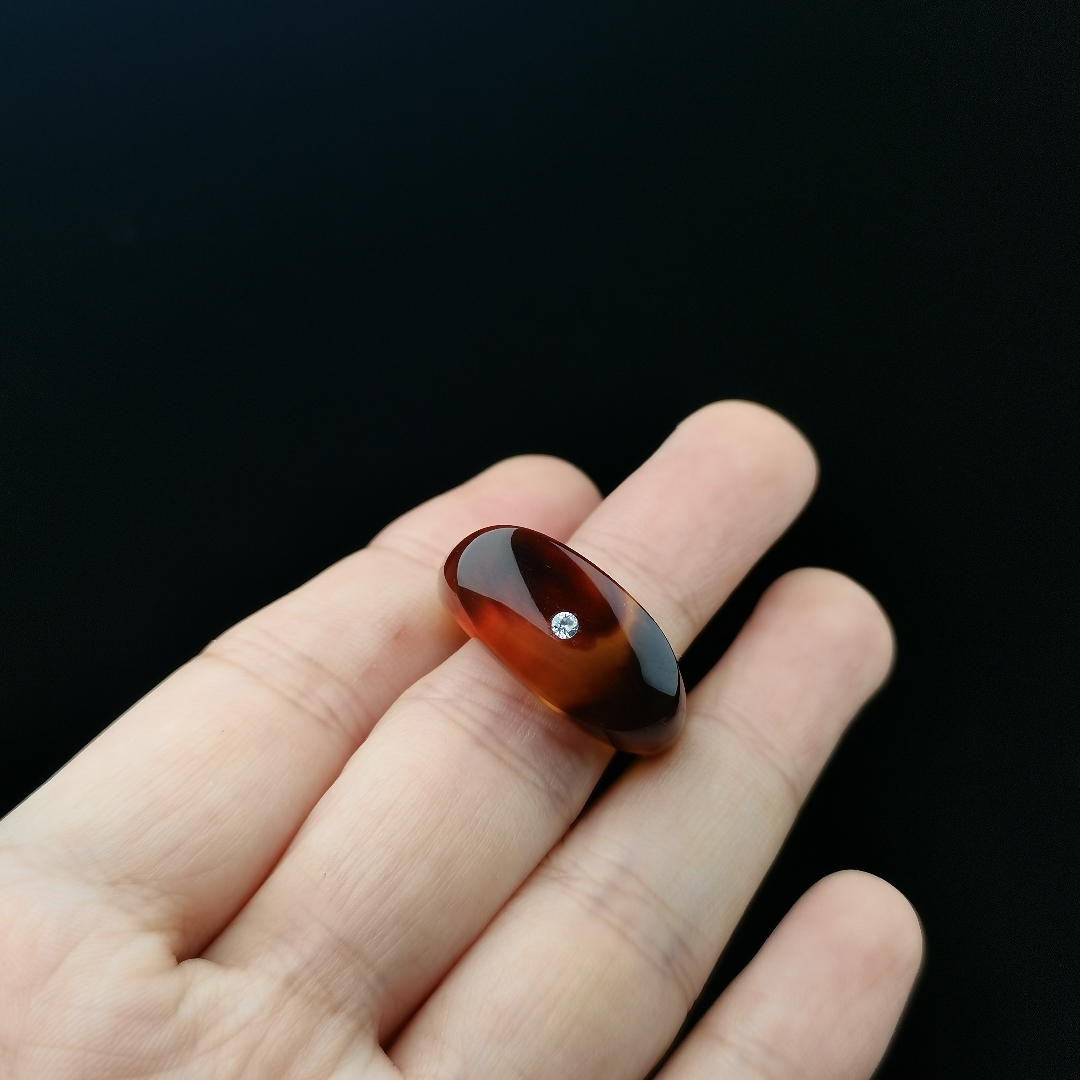 天然原矿琥珀马鞍戒指一体尾戒跑环金棕棕红血珀文玩手串配饰配珠