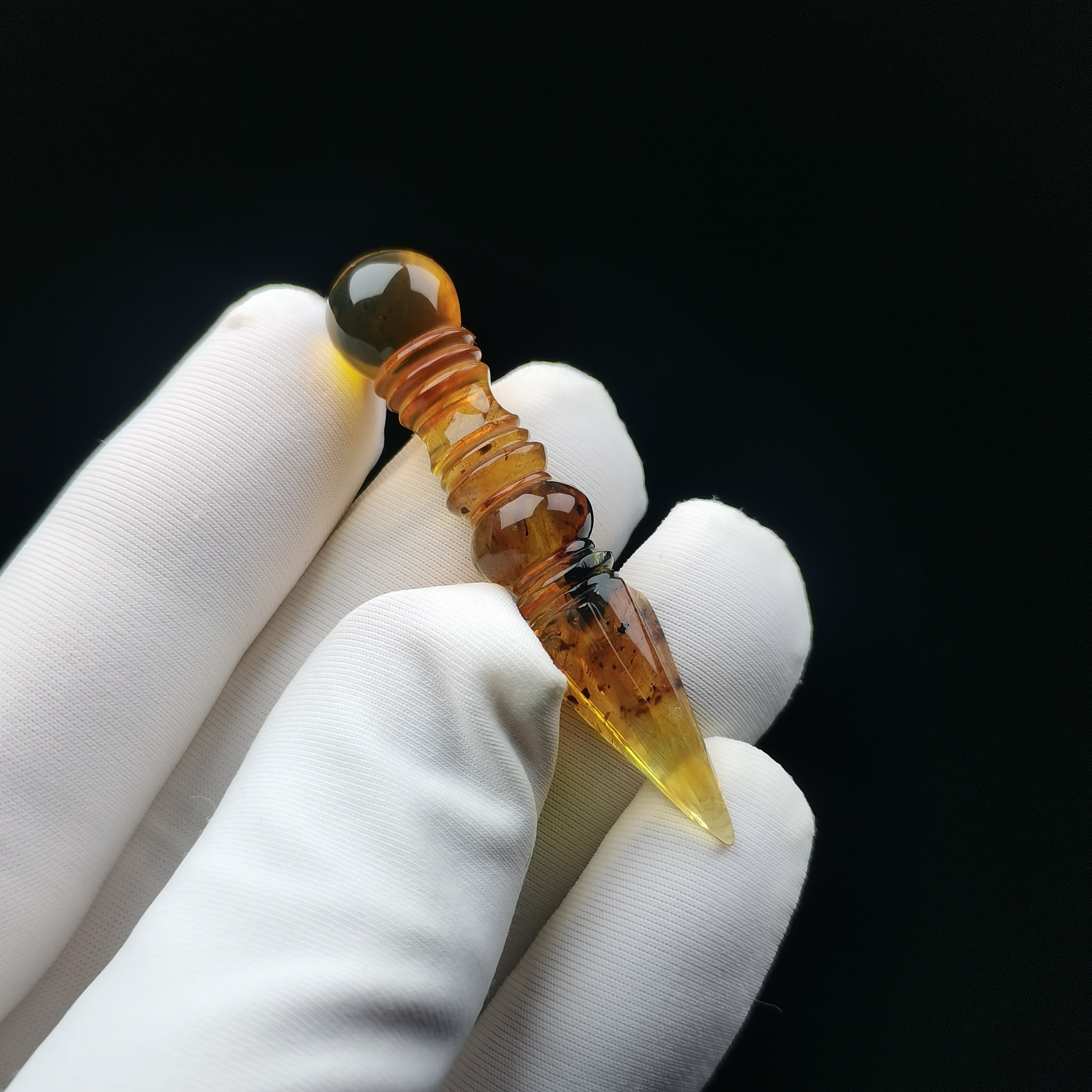 天然原矿抚顺琥珀植物豆油黄金刚杵吊坠diy文玩配饰手串配珠猴头