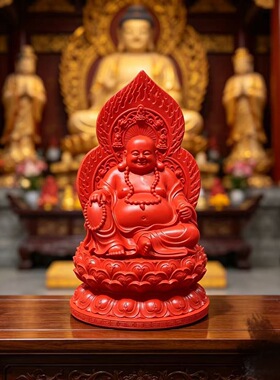【净心小禅院】红砂弥勒佛佛公摆件客厅玄关办公室桌面装饰品乔迁
