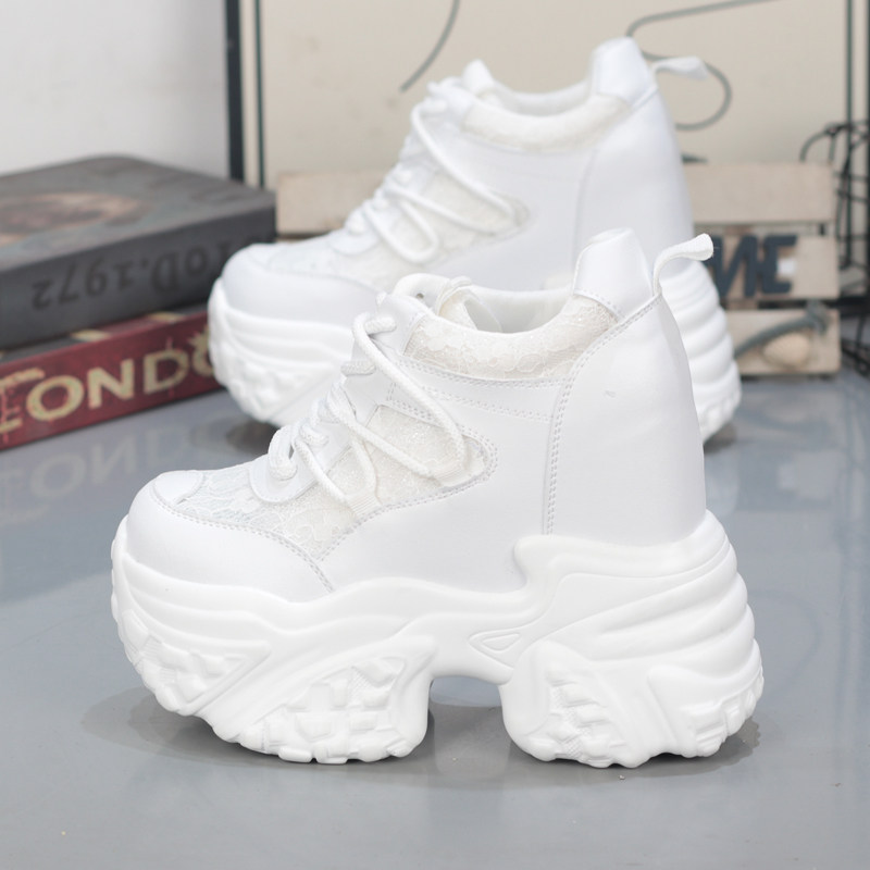 超高跟14CM小白鞋女超厚底12cm夏季网面透气百搭休闲松糕老爹鞋女,女鞋,老爹鞋,淘宝优惠券,粉丝福利购,淘宝优惠卷