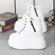 12CM百搭休闲学生棉鞋 内增高10 加绒女厚底小白鞋 2026秋冬高帮鞋