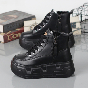 厚底内增高小个子8 高帮鞋 10CM百搭休闲松糕 加绒显瘦棉鞋 秋冬新款