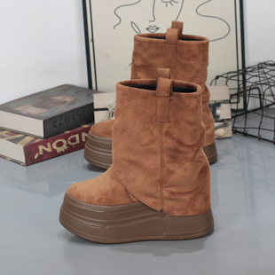 雪地靴女冬季 12CM百搭瘦瘦靴马丁靴女 加绒加厚保暖厚底内增高10