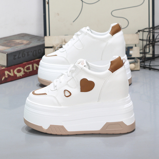 百搭休闲鞋 超高跟11cm秋冬加绒小白鞋 小个子厚底内增高11CM松糕鞋