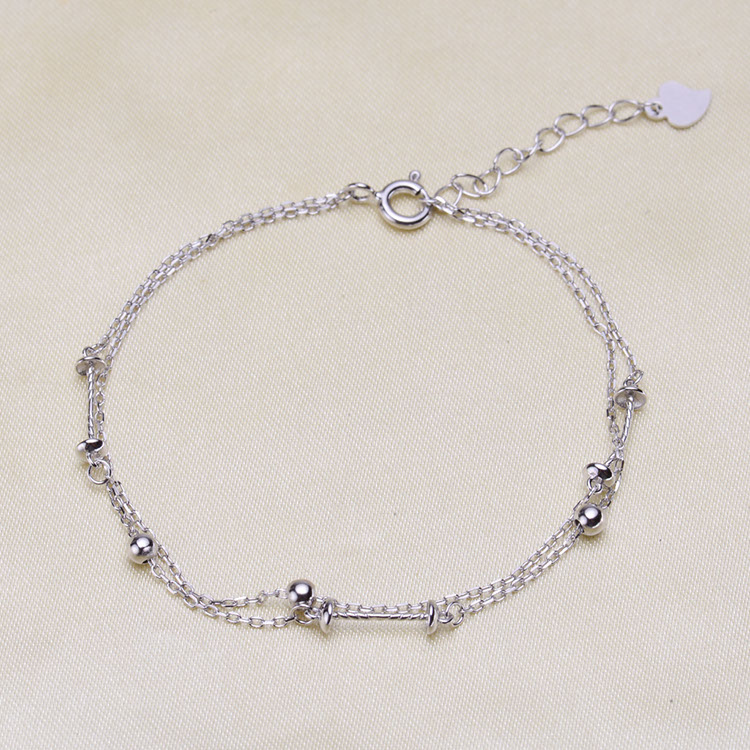 diy纯银18k金双层天然珍珠手链