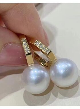 长源纯银镀金珍珠耳扣