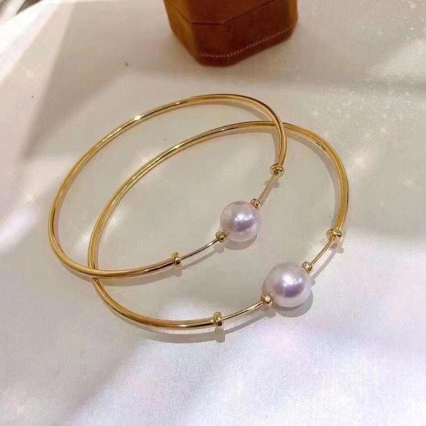 DIY配件天然珍珠S925纯银新款精工饰品手镯空托 搭配7-12mm圆椭珠