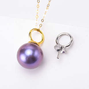 DIY饰品配件 S925纯银镀18K金吊坠 花盘 珠盘 大帽子简单大方空托