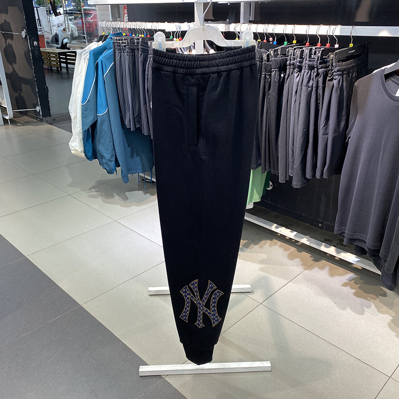 MLB男女裤子春秋新品复古老花束脚卫裤运动休闲针织长裤3APTM0144