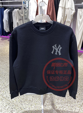 MLB情侣卫衣男女装NY大标印花复古运动服圆领加绒套头衫3AMTM0946
