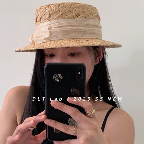 高端轻奢法式赫本风草帽
