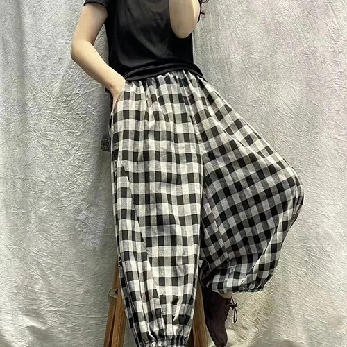 休闲裤时尚设计感宽松大码九分裤