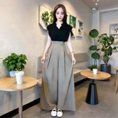 套装 2026夏季 百搭收腰上衣魔术贴高腰阔腿裤 御姐风气质无袖 新款