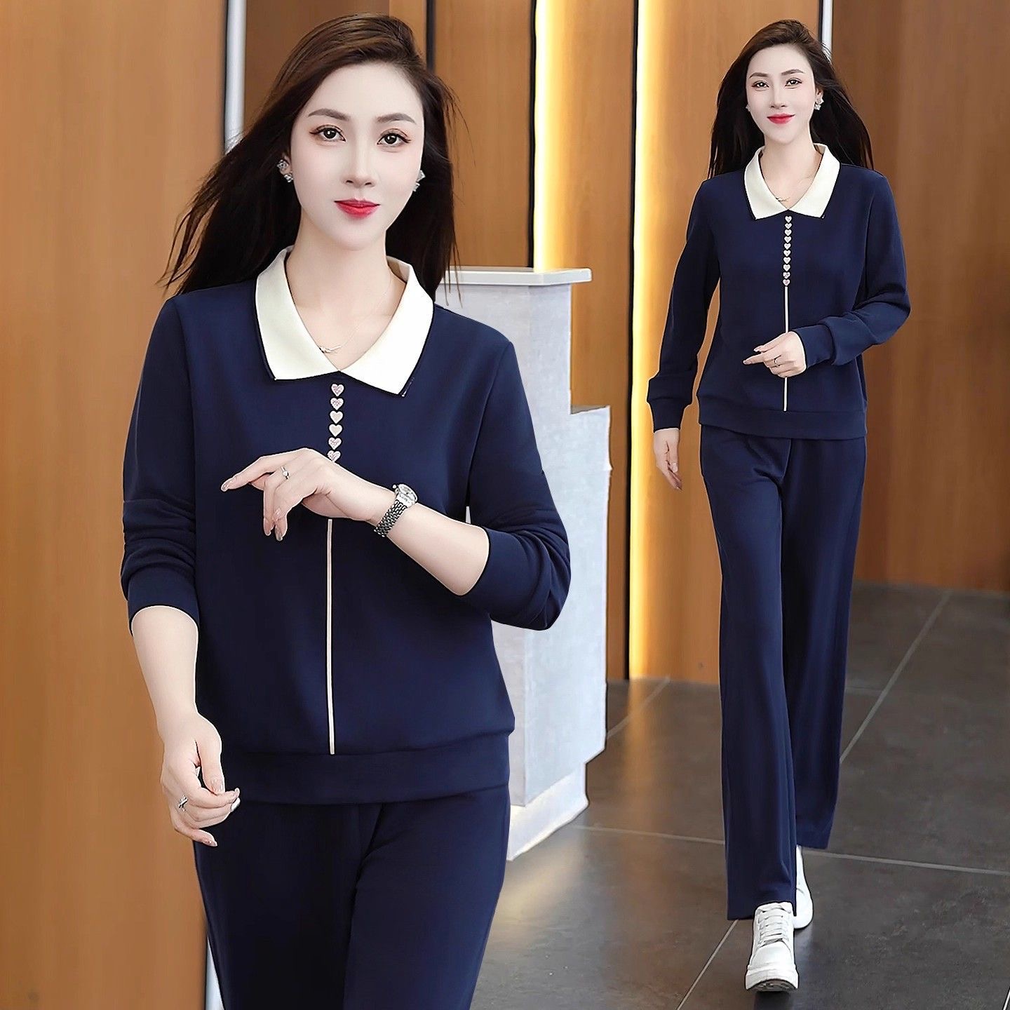 韩版休闲运动服套装女2025春秋季新款时尚洋气中老年妈妈装两件套