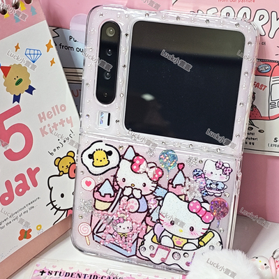 可爱猫咪少女心滴胶折叠手机壳