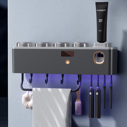 消毒杀菌毛巾一体牙刷架子置物架