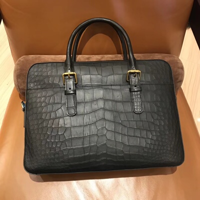 哑光奢侈品鳄鱼肚皮休闲风公文包