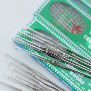 日本广岛无柄钩针原装 TULIP郁金香直柄极细蕾丝微钩编织工具裸装