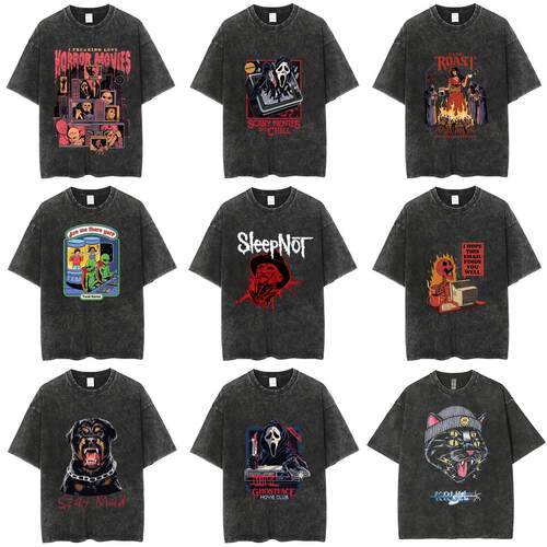 做旧美式复古宽松跨境短袖t恤