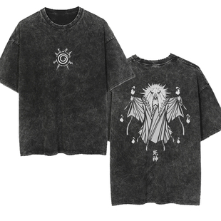 oversize宽松小众半袖 个性 t恤 高街复古水洗做旧短袖 美式