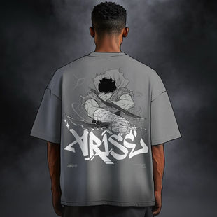 t恤 复古做旧动漫纯棉男女洗水短袖 花可美2025新款 美式