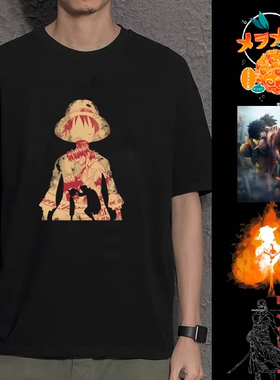 跨境ONEPIECE海贼王周边短袖T恤纯棉路飞索隆卡通日漫夏百搭上衣