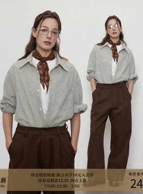 LR MADE 25AW 双色编织细格纹 微皱感 单穿叠穿复古格子衬衫