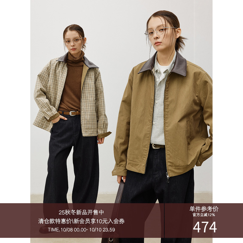 LR MADE 25AW一衣两穿 纯色/格纹 可选夹棉 撞色皮领复古外套夹克