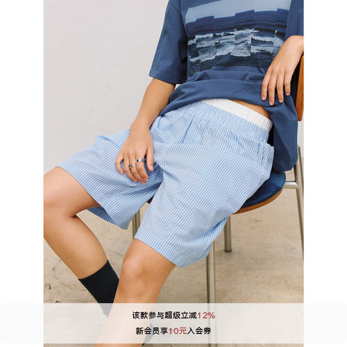 LR MADE 26SS 撞色双腰头 轻薄透气棉麻 休闲居家条纹格子短裤