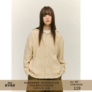 立体格纹提花 24AW 大翻领高领 慵懒保暖开衫 毛衣针织衫 MADE