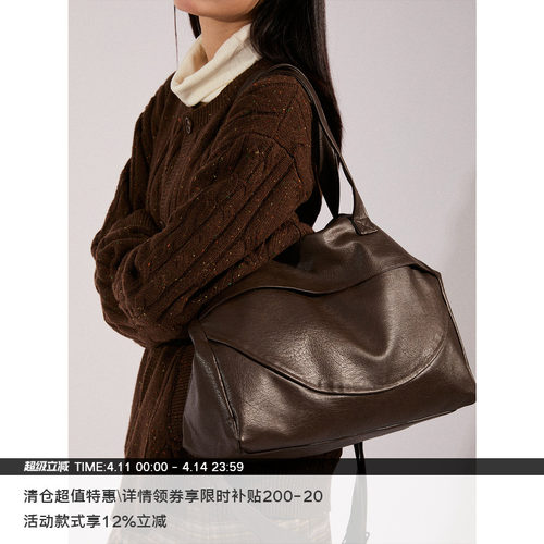 LR MADE 开口笑结构 荔枝皮哑光PU 双用通勤斜挎手提单肩包